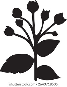 Stylized botanical flower vector in silhouette. Useful for floral backgrounds, eco-friendly designs, and art prints.