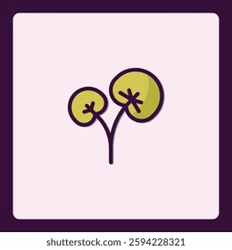 Stylized botanical icon featuring abstract plant illustration and clean lines
