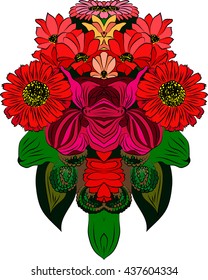 Stylized bouquet of flowers, vector illustration.