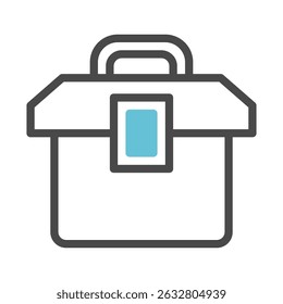 Stylized box icon with handle and latch symbolizing package delivery