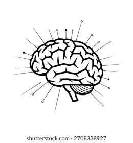 Cerebro estilizado con líneas y puntos de conexión