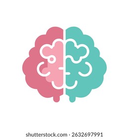 Stylized Brain Illustration with Left and Right Hemisphere Distinction