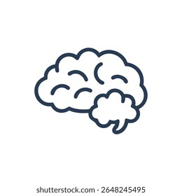 Stylized brain illustration on black showcasing connection to the cloud. Flat design with dark blue and white tones.