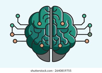 Stylized Brain with Integrated Circuitry Representing Artificial Intelligence