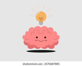 stylized brain with a light bulb illuminating above it