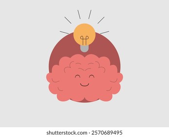 stylized brain with a light bulb illuminating above it