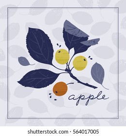 A stylized branch of the apple. Hand drawn vector illustration