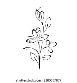 stylized branch with flowers and leaves. graphic decor