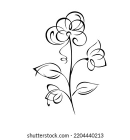 stylized branch with flowers and leaves. graphic decor