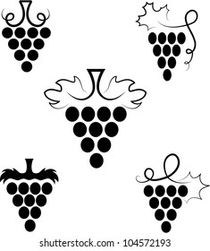 The stylized branch of grapes with leaves