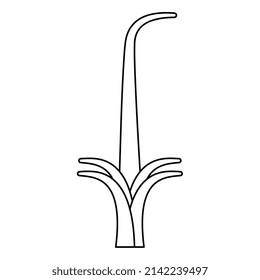 Stylized branch of reed plant. Ancient Egyptian hieroglyph. Black and white linear silhouette.