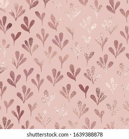 Stylized branches. Rose gold. Vector decorative pattern for design