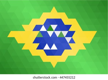 Stylized as the Brazilian flag background.