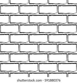 Stylized brick wall vector background. Abstract black and white seamless pattern. Modern monochrome wallpaper. Can be used for graphic design, pattern fill, packaging, clothing, printing on surfaces.