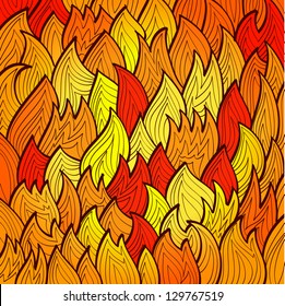 Stylized bright fire background with abstract flames Eps10