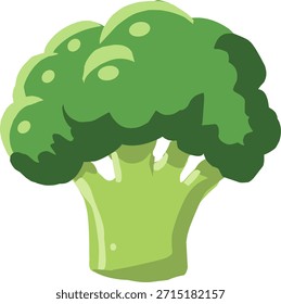 Una cabeza de brócoli estilizada con corona frondosa y tallo grueso adecuado para conceptos culinarios, de salud o de supermercado