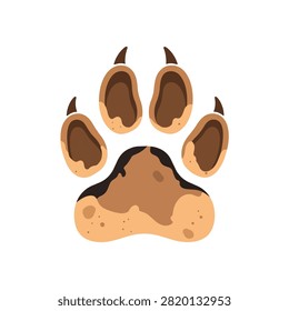 Stylized Brown Animal Paw Print Illustration with Sharp Claws in Layered Paper Cut Art Style