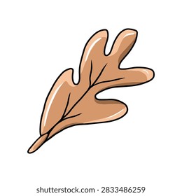 Stylized Brown Autumn Oak Leaf Plant Illustration Graphic