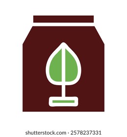 Stylized brown bag with simple green sprout emblem