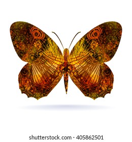Stylized brown butterfly. Isolated on white background.