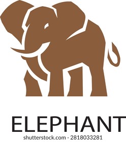 Stylized brown elephant silhouette icon with elephant silhouette wildlife minimalist strength creature illustration iconography template isolated pachyderm branding creative conceptual