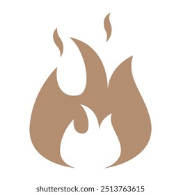 Stylized brown flame icon with three pointed lobes and two smaller flames above, symbolizing fire, energy, and heat. Ideal for logos, symbols, and design elements