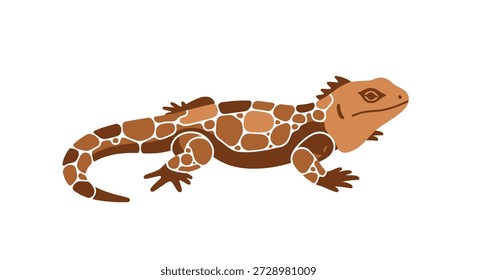 Lagarto marrón estilizado con patrón de escala sobre un fondo blanco
