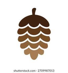 Cono de pino marrón estilizado con escamas en capas Palabras claves: cono de pino, semilla, naturaleza, bosque, árbol