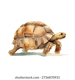 A stylized brown tortoise illustration walking, perfect for nature, wildlife, or educational designs. Isolated animal graphic.