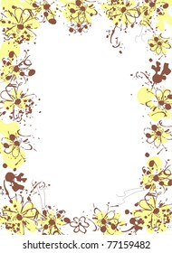 stylized brown and yellow flowers on the  light  background