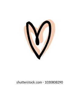 Stylized brush heart. Decor element for scrapbooking, postcards, cards, posters, souvenirs. Stickers for planner and more. 
Vector, clip art and jpg. Isolated.