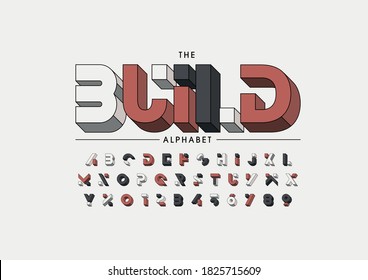 Stylized build alphabet font vector