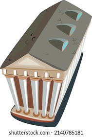 Stylized building with columns. Vector illustration