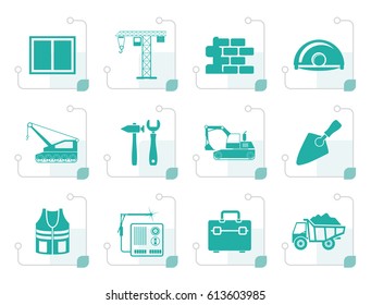 Stylized building and construction icons - vector icon set