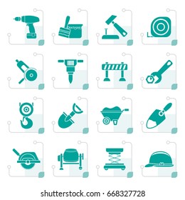 Stylized building and construction icons - vector icon set