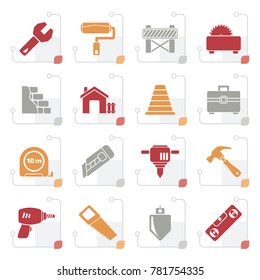 Stylized Building and construction icons - vector icon set