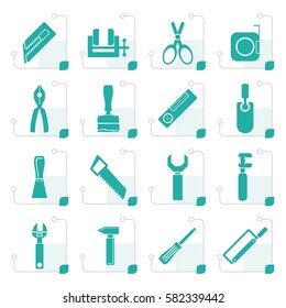 Stylized Building and Construction Tools icons - Vector Icon Set
