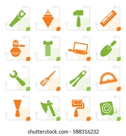 Stylized Building and Construction Tools icons - Vector Icon Set