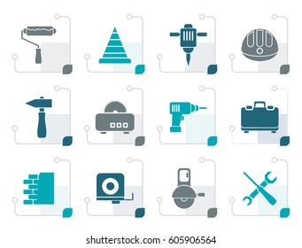 Stylized Building and Construction Tools icons - Vector Icon Set