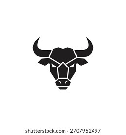 A stylized bull head logo featuring a geometric design with sharp angles, bold lines, and a modern aesthetic, perfect for branding and graphic design projects.