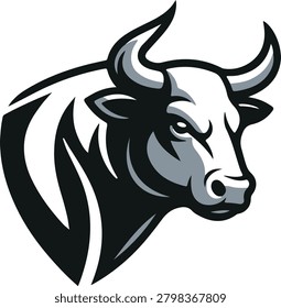 Stylized bull head mascot graphic design with aggressive strength illustration