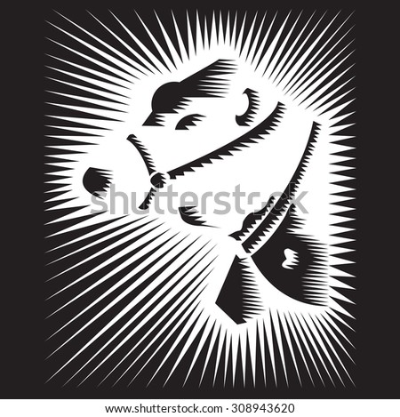Stylized Bull Vector on blak background 