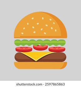 Stylized burger cartoon  art illustrtion