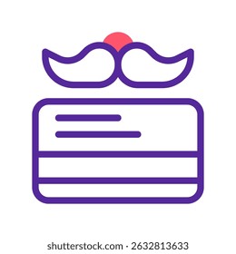 Stylized business card icon with mustache element, quirky professional identity