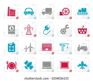 Stylized Business and industry icons - vector icon set