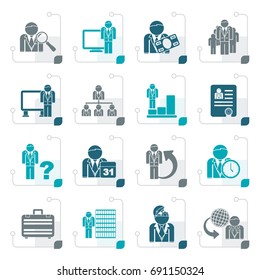 Stylized Business, management and hierarchy icons - vector icon set