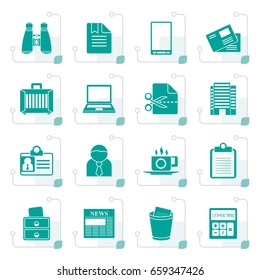 Stylized Business and office elements icons - vector icon set