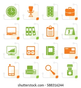 Stylized Business and office icons - vector icon set