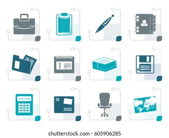 Stylized Business and office icons - vector icon set