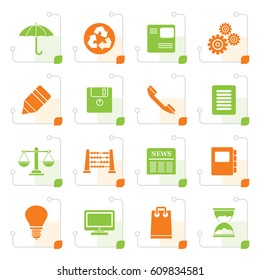Stylized Business and Office internet Icons - Vector icon Set